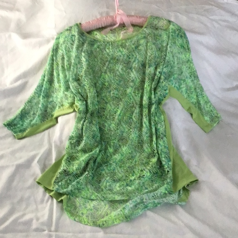 2piece mesh top with matching tank, Polyester and 4% elastane spandex, X-Large.